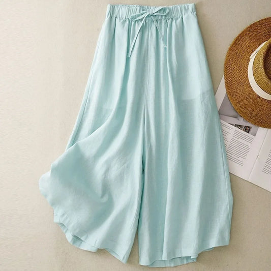 Casual Hosen Frauen Kleidung Baumwolle Leinen Jogginghose Frauen Kleidung Jogger Breite Bein Hosen Vintage Mode Capri Sommer