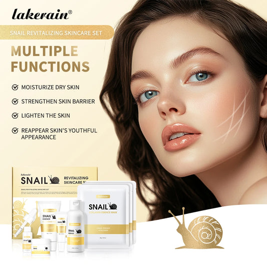 Lakerain Snail Collagen Skin Care Set Smoothing Skin Long Lasting Hydrating Deep Cleaning Improve Elasticity Face Care Kits