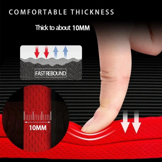 سجادات يوغا سميكة للغاية 10 مم، 183 سم × 62 سم، سجادة تمارين رياضية غير قابلة للانزلاق من مادة NBR، سجادات تمارين رياضية بيلاتيس مع ضمادة