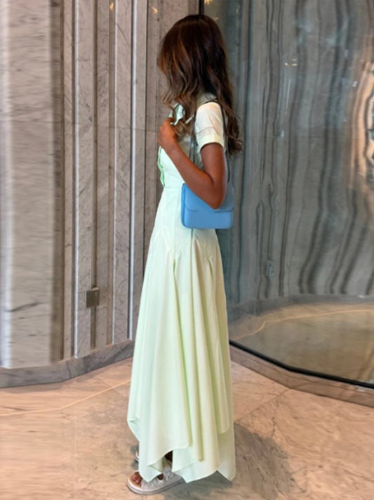 Mode frauen Hemd Stil Kleid Drehen-unten Kragen Kurzarm Solide Dame Kleider Unregelmäßigen 2025 Sommer Elegante Weibliche robe