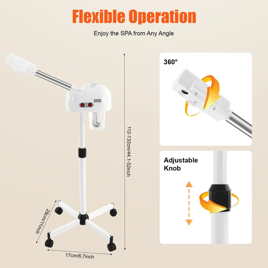 جهاز بخار الوجه المزود بالأوزون للعناية بالبشرة وترطيب البشرة وإزالة الأوساخ والزيوت من المسام لصالونات التجميل والسبا والمنزل