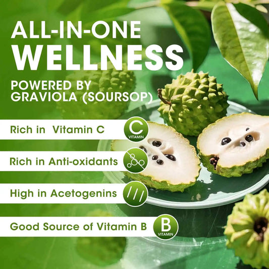 Bio-Soursop Graviola-Flüssigtropfen für natürliche Antioxidantien, Zellunterstützung und -regeneration, Stärkung des Immunsystems, reich an Multivitaminen