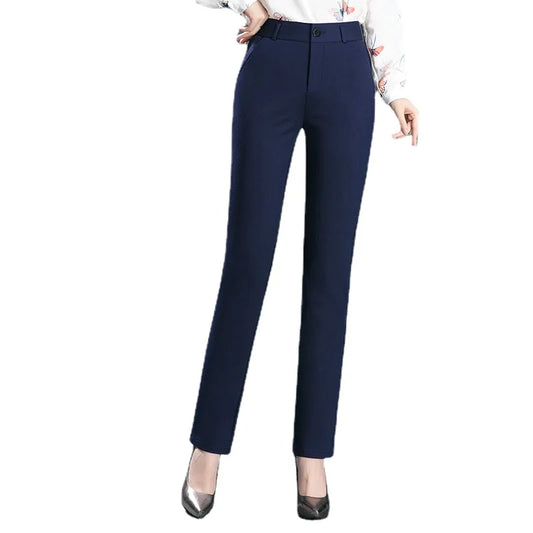 Stretchhose mit hoher Taille Damenmode Freizeithose Schwarz Khaki Marineblau Slacks Damen Pantalones