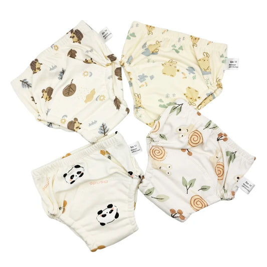 سراويل تدريب ناعمة من القطن الطبيعي العضوي للأطفال الصغار على استخدام المرحاض، ملابس داخلية مقاومة للماء للبنات والأولاد والرجال